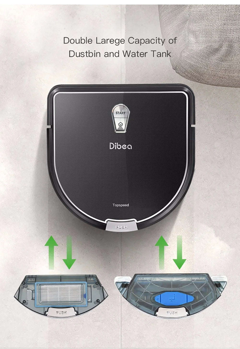 Dibea Robot Vacuum Cleaner - Black, D960