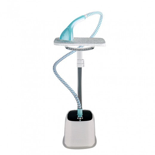 SAYONA GARMENT STEAMER , Green/White Color , With Stand ,1.6L / 1800W 35G/min 1 year warranty  مكواة البخار للملابس من سايونا مع ستاند لسهولة الكوي ضمان لمدة عام