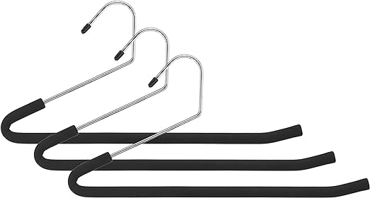 Whitmor Chrome & Foam Slack Hangers, S/3, Black, 0.46 x 14.375 x 6.5 inch