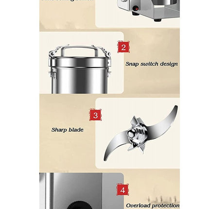 Jamaky 3000W 500G ELECTRIC ALUMINUM MULTIFUNCTIONAL GRINDER FOR GRAINS, SPICES, & HERBS JMK9004 ghx4371