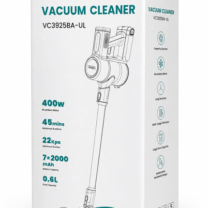 Gevi Brushless Cordless Vacuum for 22Kpa Motor with HEPA 45mins Runtime, Detachable Battery, Lightweight Vacuum for Carpet, Pet Floor 400W / Color Blue/0.6L