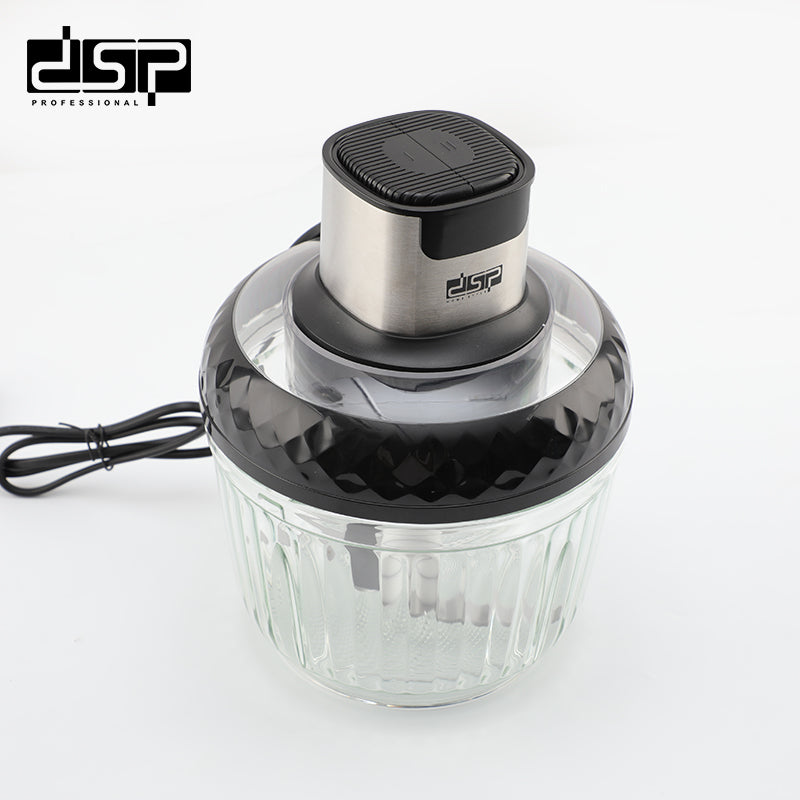 DSP FOOD PROCESSOR, AND CHOPPER, 2.5L/300W, WITH GLASS JAR 2.5L, WITH 1 YEAR WARRANTY مفرمة ومحضرة طعم من دي اس بي تأتي بقوة 300 واط وسعة 2.5 لتر مع وعاء صغير للبهارات فولاذ مقاوم للصدأ مع ضمان لمدة عام