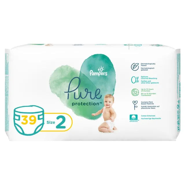 Pampers - Pure Protection Diaper - Size 2, 4-8kg, 39 Diapers