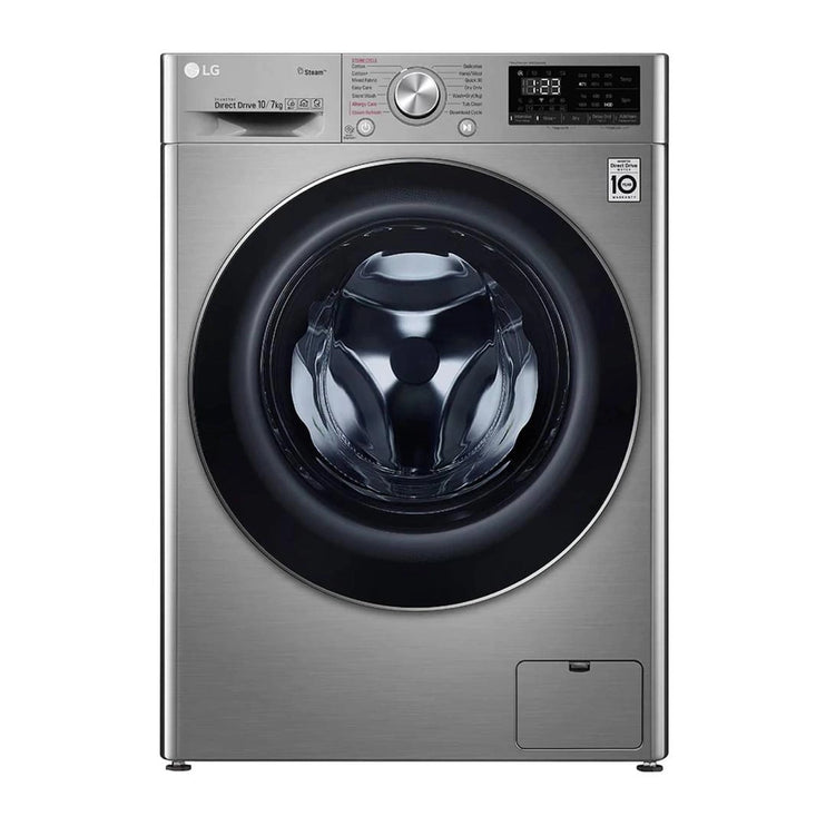 LG 10.5 Kg Washer & 7 Kg Dryer Front Load Front Load Washing Machine, Direct Drive Motor 1400 RPM 14 Programmers Silver  F4V5RGP2T