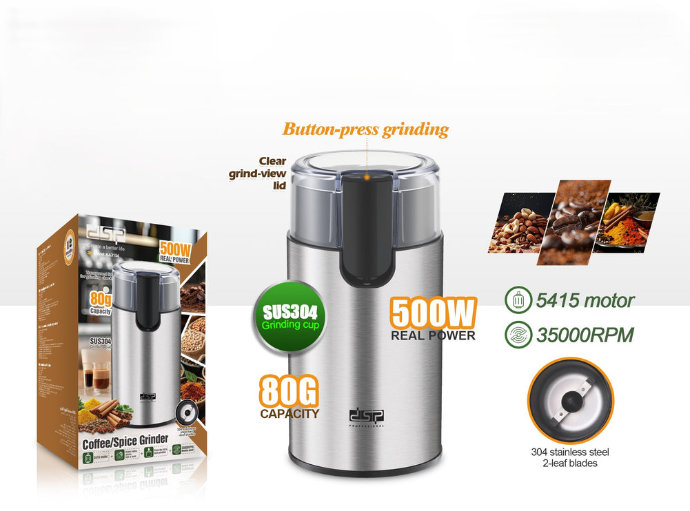 DSP Coffee Bean Grinder Household Mini Portable Small Semi-Automatic Grinder Electric Coffee Maker/500W