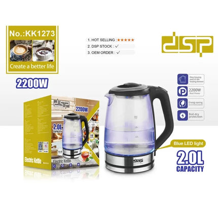 DSP KK1273, Electric Kettle, 2Ltr, 2200W