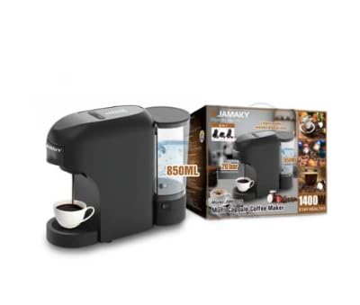 Jamaky Multi Capsule Coffee Maker with Italian technology JMK9016, 3 in 1 Household 1400W Automatic Drip Coffee Machine With 7 level volume selection DIY your taste 850mL Water Capacity - Black