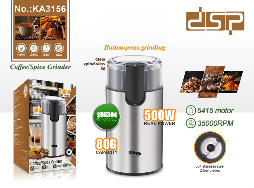 DSP Coffee Bean Grinder Household Mini Portable Small Semi-Automatic Grinder Electric Coffee Maker/500W