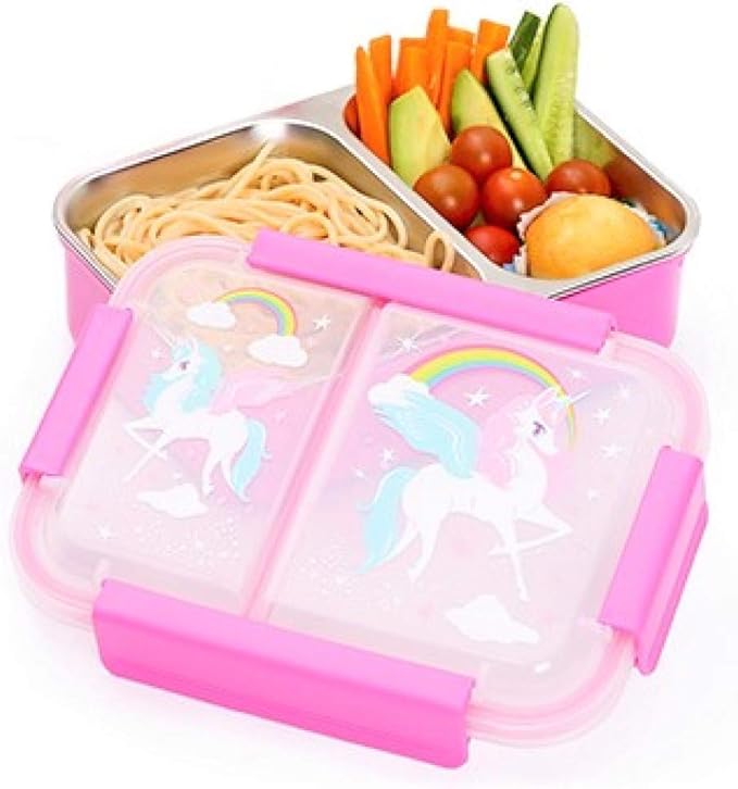 Eazy Kids Steel Bento Insulated Lunch Box - pink (يوجد خدش بسيط من الداخل)