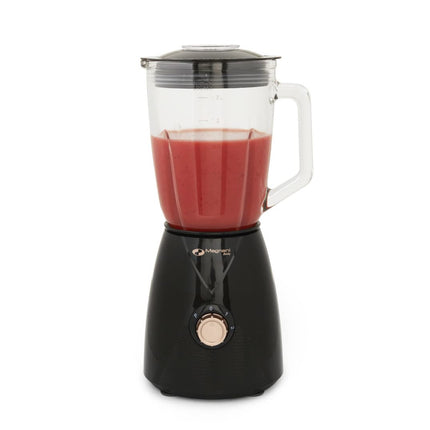 MAGNANI 600W Standmixer mit 1,5l Glasbehälter für Smoothies & Suppen, Elektrischer Mixer Blender aus Edelstahl & Glas, Hochleistungsmixer in Schwarz & Roségold