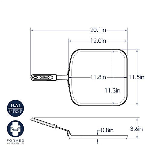 Nordic Ware Restaurant Cookware Square Griddle, 11.5 Inch/صينية طهي مربعة الشكل لمطعم نورديك وير، مقاس 11.5 بوصة