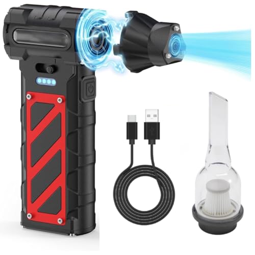 DIGI CORE Compressed Air Duster, 110000RPM Turbo Violent Fan Jet Blower Stepless Electric Cordless Car Dryer Air Blower Emergency Cutter & Hammer, Mini Blower For Leaf, Dust, PC, & Car F015-1 (Black)