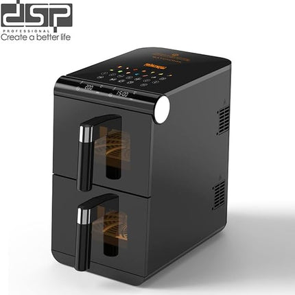 DSP 12L Double Stack Air Fryer, Dual Air Fryer with Dual Basket & 2 Drawers 1700W, 13 Preset Menus with Space Saving Design KB2189