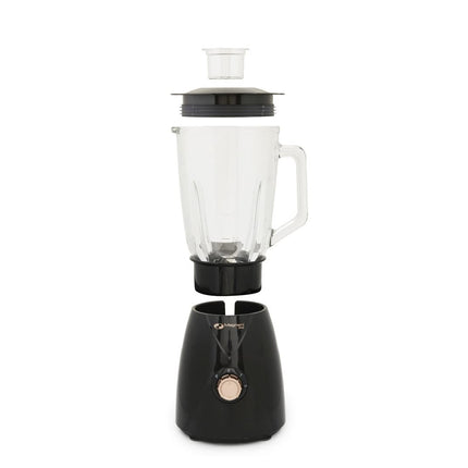 MAGNANI 600W Standmixer mit 1,5l Glasbehälter für Smoothies & Suppen, Elektrischer Mixer Blender aus Edelstahl & Glas, Hochleistungsmixer in Schwarz & Roségold