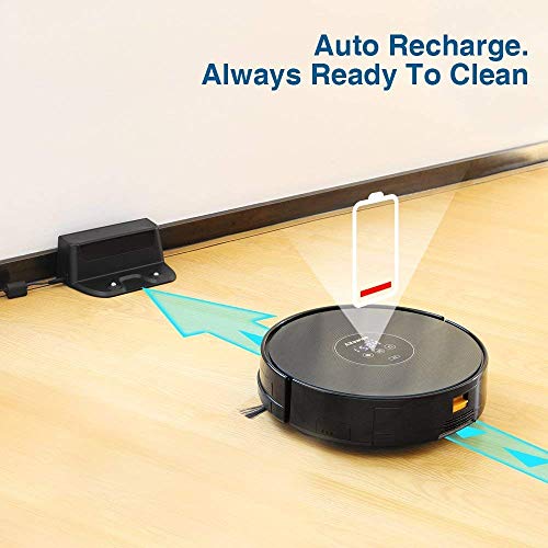 Alfawise x5 Smart Robotic Vacuum Cleaner 2.4g WiFi Alexa with Strong Suction for Fine Sand, Pet Hair, Bare Floors and Carpet, Gyroscope Precise Positioning (Black)