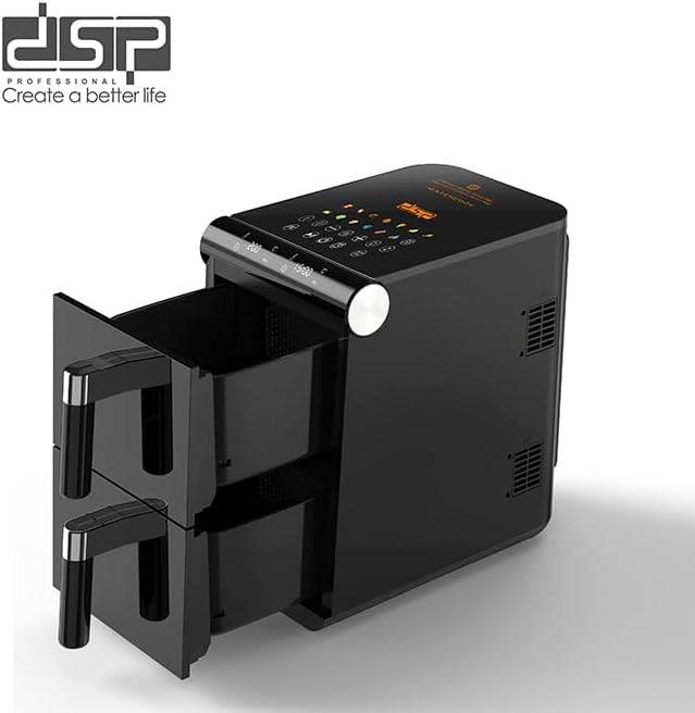 DSP 12L Double Stack Air Fryer, Dual Air Fryer with Dual Basket & 2 Drawers 1700W, 13 Preset Menus with Space Saving Design KB2189