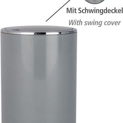 Wenko Wenko" Inca Swing Cover Bin, ABS, Grey, 18.5 x 18.5 x 25.5 cm