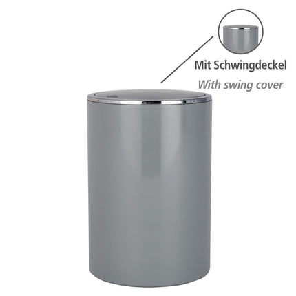 Wenko Wenko" Inca Swing Cover Bin, ABS, Grey, 18.5 x 18.5 x 25.5 cm