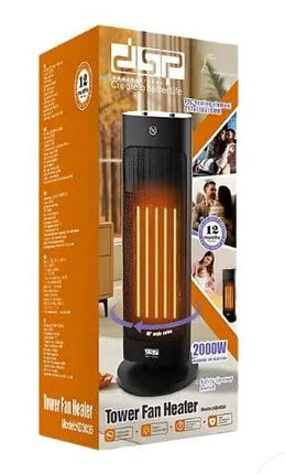 DSP KD3035 DSP Tower Fan Heater – 80° Oscillation with Thermostat, 2000W