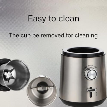 Homey Electric Coffee Grinder 200W with 3 Kinds of Fineness Selector, Stainless Steel Blades, 4 Capacity Choice, for Coffee Beans, Pepper, Spices, Herbs, Salts