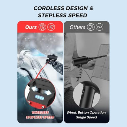 DIGI CORE Compressed Air Duster, 110000RPM Turbo Violent Fan Jet Blower Stepless Electric Cordless Car Dryer Air Blower Emergency Cutter & Hammer, Mini Blower For Leaf, Dust, PC, & Car F015-1 (Black)