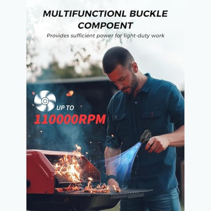 DIGI CORE Compressed Air Duster, 110000RPM Turbo Violent Fan Jet Blower Stepless Electric Cordless Car Dryer Air Blower Emergency Cutter & Hammer, Mini Blower For Leaf, Dust, PC, & Car F015-1 (Black)