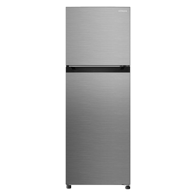 Hitachi 255L Top Mount Double Door Refrigerator, No Frost Fridge Freezer, High Power, 10 Year Warranty on Inverter Compressor, Tempered Glass Shelves, Brilliant Silver-HRTN5255MFXAE