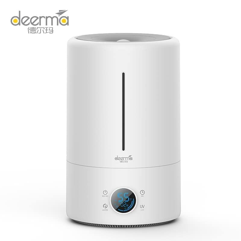 Deerma F628S Touch Display Smart Humidifier for Home | Rooms | Office | Households | 5Liters Capacity UV Lamp Sterilization 3 Gear Mist Volume 12H Timing Touch Display 30dB Low Noise - White