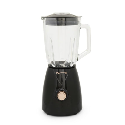 MAGNANI 600W Standmixer mit 1,5l Glasbehälter für Smoothies & Suppen, Elektrischer Mixer Blender aus Edelstahl & Glas, Hochleistungsmixer in Schwarz & Roségold