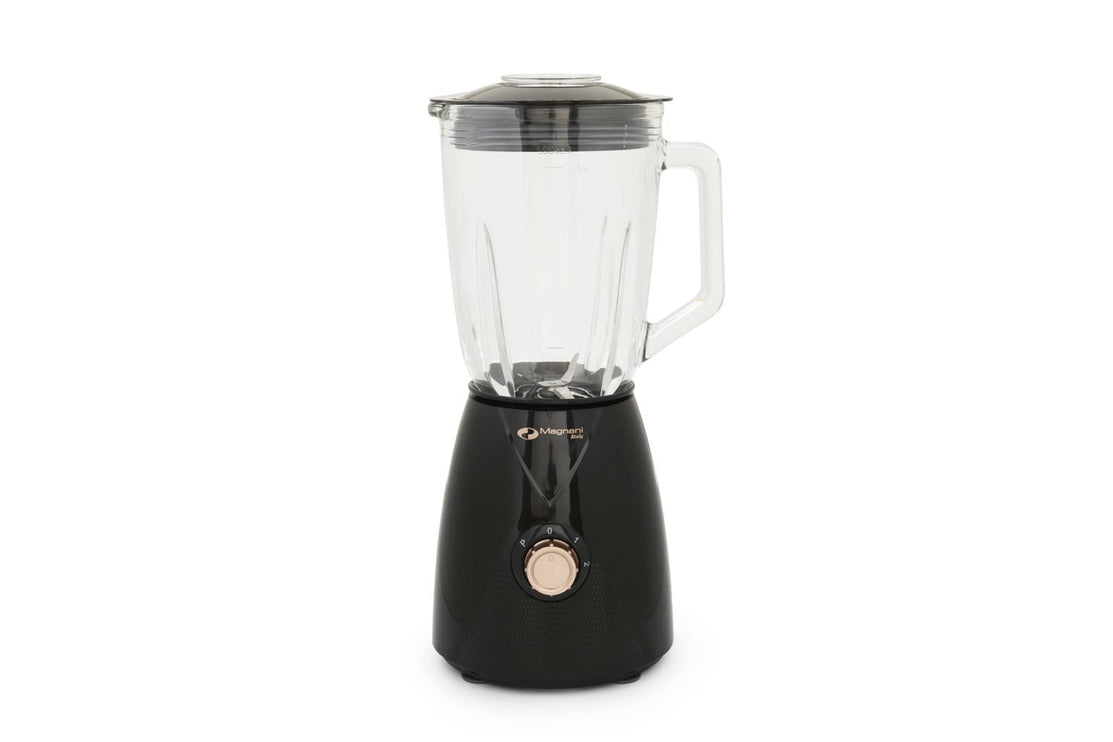 MAGNANI 600W Standmixer mit 1,5l Glasbehälter für Smoothies & Suppen, Elektrischer Mixer Blender aus Edelstahl & Glas, Hochleistungsmixer in Schwarz & Roségold