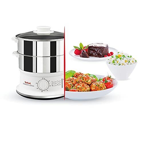 Tefal Vc145140 Convenient Series Steamer, 2 Durable Stainless Steel Bowls, Silver ,900W