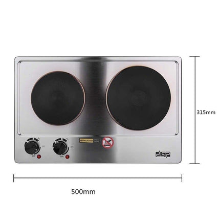 Dsp double electric cooker 1000w & 1500w kd4047 silver