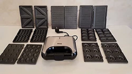 DSP 7-in-1 Sandwich Maker, 800W, Sandwich Maker, Grill, and Waffle Maker with Removable Plates, Detachable Non-Stick Coating, LED Indicator Lights, Cool Touch Handle, Non-Slip Feet