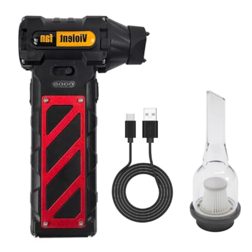 DIGI CORE Compressed Air Duster, 110000RPM Turbo Violent Fan Jet Blower Stepless Electric Cordless Car Dryer Air Blower Emergency Cutter & Hammer, Mini Blower For Leaf, Dust, PC, & Car F015-1 (Black)