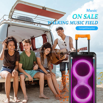 Dual 8 Inch RGB Light Trolley Speakers Guitar Amp Bass Combo Speaker for Street Performance DR-8831