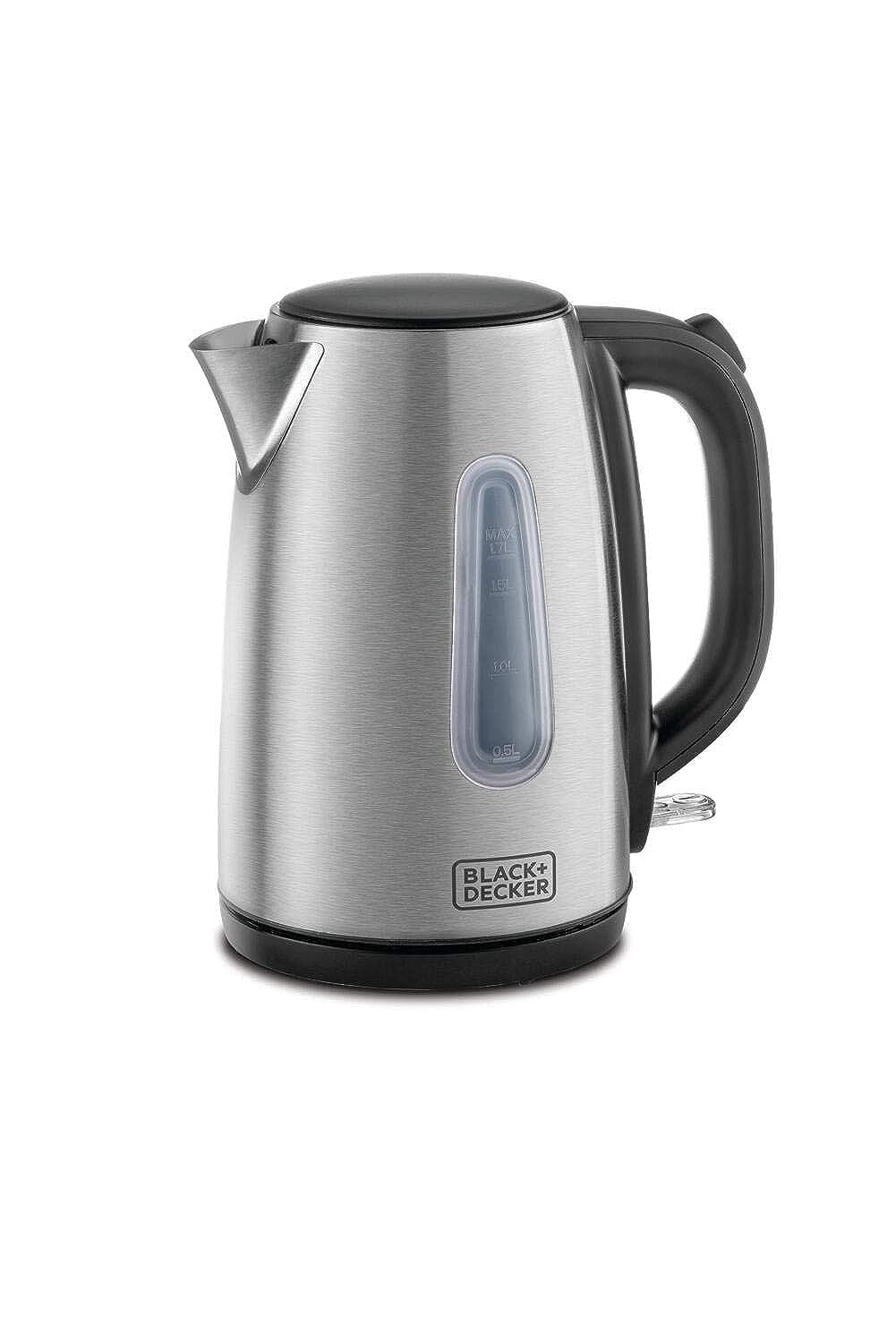 BLACK+DECKER Cordless Electric Kettle, 2200W Power, 1.7L, with Water-Level Indicator, Removable Filter & Auto Shut-Off, Stainless Steel Body, Perfect