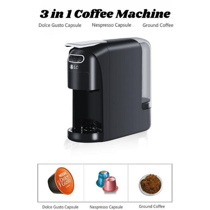 DLC 3 in1 Multifunction Capsule Coffee Machine – 1400W Coffee Maker with 700ML Detachable Water Tank,Strong & Powerful Capsule Coffee Machine, Auto Shut Off | DLC-CM7321 (Black)