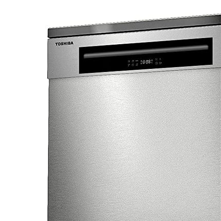 TOSHIBA 14 Place Setting, 6 Programs Free Standing Dishwasher with Dual Wash Zone, DW14F1(S) Silver -