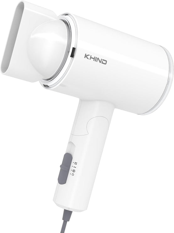 KHIND Compact Hair Dryer 1000W with 2 Heat & 1 Cool Shot Settings, Foldable Handle, Narrow Nozzle, Lightweight & Powerful, Easy to Use, 1.8m Cord for Easy Maneuvering, White – HD1002, 1 Year Warranty