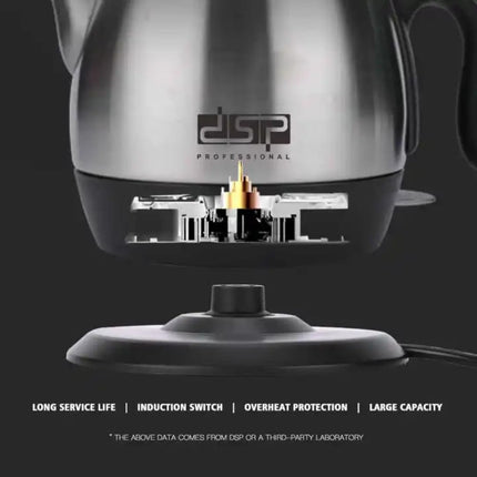 DSP Professional Electric Tea Maker with 2200W Power, 1.2L and 1.8L Capacity, Stainless Steel Design, Perfect for Home or Office, -KK1145