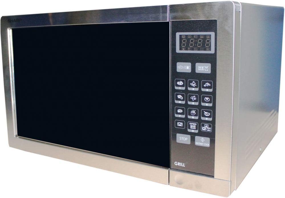 Sharp 34 Liters 1100 Watts Stainless Steel Digital Combination Microwave Oven with Grill, Silver - R-77AT-ST