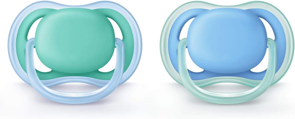 Philips Avent Ultra Air Pacifier, 6-18 Months, Blue/Green, 2 Pack, SCF244/22