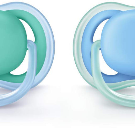 Philips Avent Ultra Air Pacifier, 6-18 Months, Blue/Green, 2 Pack, SCF244/22