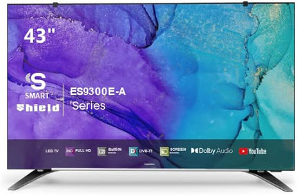 TORNADO Shield Smart LED TV 43 Inch HD With  Built-In  Receiver, 2 HDMI and 2 USB Inputs - 43ES9300E-A - Shahid VIP Promotionتلفزيون سمارت شيلد 43 بوصة LED عالي الدقة مع ريسيفر مدمج 2 منفذ HDMI و2 USB من تورنيدو موديل 43ES9300E A أسود