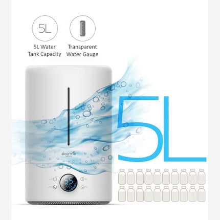 Deerma F628S Touch Display Smart Humidifier for Home | Rooms | Office | Households | 5Liters Capacity UV Lamp Sterilization 3 Gear Mist Volume 12H Timing Touch Display 30dB Low Noise - White