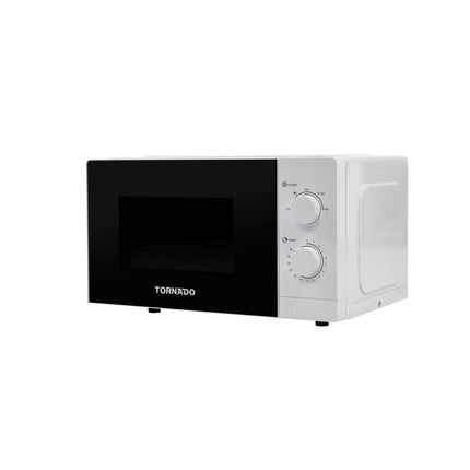 Tornado 20 Liters Solo Microwave Oven with 5 Power Levels, 700W, Defrost Function, 35 Minutes Timer, White, TWMS-20-W-E