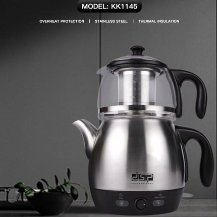 DSP Professional Electric Tea Maker with 2200W Power, 1.2L and 1.8L Capacity, Stainless Steel Design, Perfect for Home or Office, -KK1145