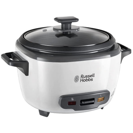 Russell Hobbs 27040 Large Rice Cooker - Up to 14 Servings with Steamer Basket, Measuring Cup and Spoon Included, Dishwasher Safe Parts, 500 W, White