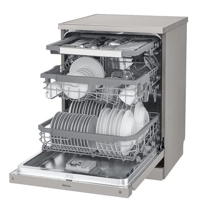 LG Quad Wash Steam Dishwasher Stainless Steel Place Settings 14 Number Color Silver Model - DFB425FP