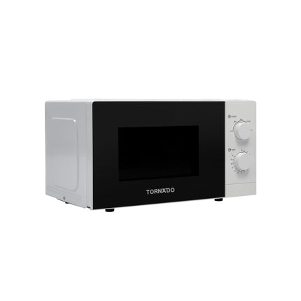 Tornado 20 Liters Solo Microwave Oven with 5 Power Levels, 700W, Defrost Function, 35 Minutes Timer, White, TWMS-20-W-E